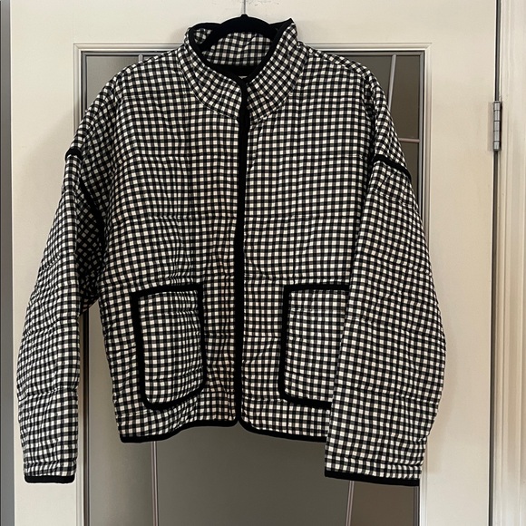 Free People Chloe Gingham Jacket Black White New with Tags - Picture 2 of 8